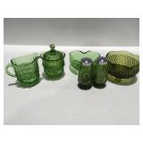 Green glassware items