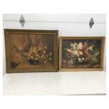 2 floral wall hanging pictures