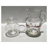 Glass tea, infuser, teapot, vintage pitcher
