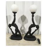 2 Art deco style dancer, lamp 29"