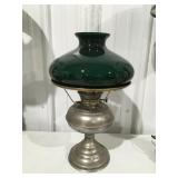 Vintage Rayo kerosene lamp green shade 21"