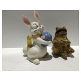 Ceramic Easter, bunny and frog