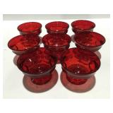 8 Ruby, red glass desert bowls