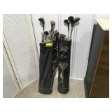 Random golf clubs in 2 bags