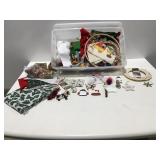 Christmas decorations in tote
