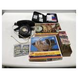 Vintage phone, cards & dice, poker chips