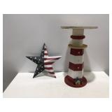 Outdoor decor, lighthouse & star