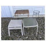 Outdoor tables, footstool & plant stand