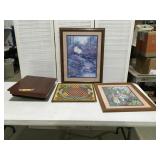 Lap desk, checkerboard & pictures