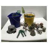 Aquarium items in 2 buckets