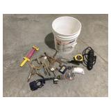 Miscellaneous tools, 5 gallon bucket and more