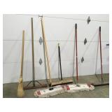 Brooms and squeegee
