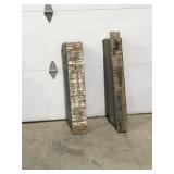 Metal sawhorses with wood tops