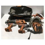 Ridgid 18 V tools with bag no batteries