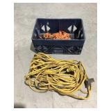 Extension cord with repairs and crate