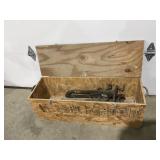 Wood box with old ladder jacks
