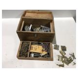 Box of miscellaneous hardware screws, nails
