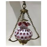 Vintage coin dot cranberry hanging lamp