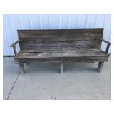 Outdoor wood bench, six football