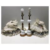 2 milk, glass lamps