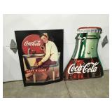 Coca-Cola metal sign in cardboard sign