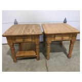 2 Oak side tables One has been repaired