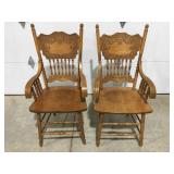 2 oak chairs