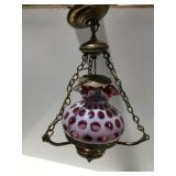 Vintage coin dot cranberry hanging lamp