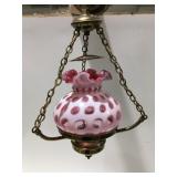 Vintage coin dot cranberry hanging lamp