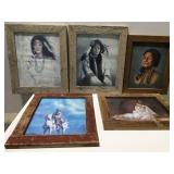 Homemade frame native American pictures