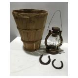 Basket homemade light horse shoes