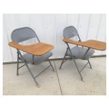 2 folding chairs with desk