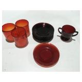 Red glass items