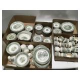 Large lot of vintage western green bowls, plates,