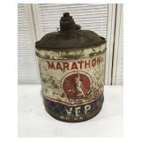 Vintage marathon motor oil can 5 gallon