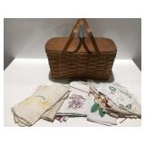 Picnic basket with linens