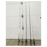 5 fishing rods & reels