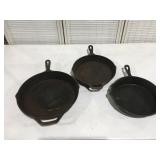 2 Lodge cast iron pans one Ozark trail