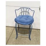 Small metal blue chair with cushion