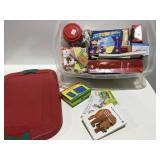Homeschool items in tote