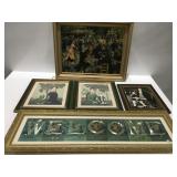 Five wall hanging pictures