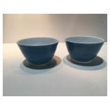 Small blue Pyrex bowls
