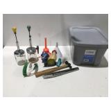 Miscellaneous items in storage tote