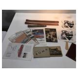 Automobile brochures, incense, burners, hand fans