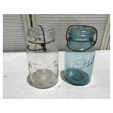 Two vintage glass canning jars