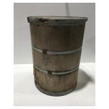 Wood barrel 20 1/2 inches tall has damage