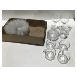 Clear glass snack, plates, and more