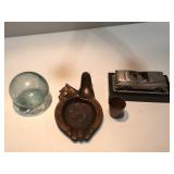 Ashtray pipe holder, metal car, glass ball