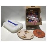 Cake, carrier missing latch, plastic eggs,