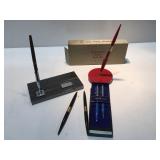 Vintage desk pen sets and pens